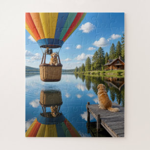 Golden Retriever in einem Heißluftballon Puzzle