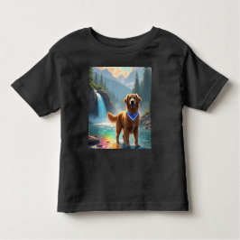 Golden Retriever in Fantasy Rainbow River Kleinkind T-shirt