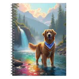 Golden Retriever in Fantasy Rainbow River Notizblock