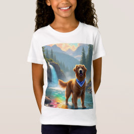 Golden Retriever in Fantasy Rainbow River T-Shirt