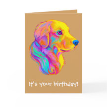 Golden retriever in Farballes Gute zum Geburtstag