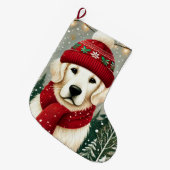 Golden Retriever in Festive Sweater - Cozy Christm Großer Weihnachtsstrumpf (Vorderansicht (hängend))