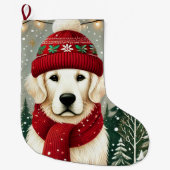 Golden Retriever in Festive Sweater - Cozy Christm Großer Weihnachtsstrumpf (Vorderseite)
