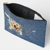 Golden Retriever in Frayed Denim Zubehörtasche (Offen)