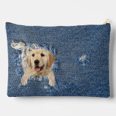 Golden Retriever in Frayed Denim Zubehörtasche (Rückseite)