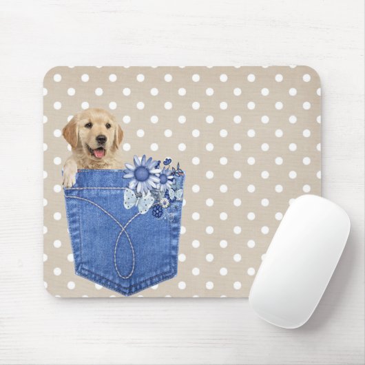 Golden Retriever in Jean Pocket Mousepad (Mit Mouse)