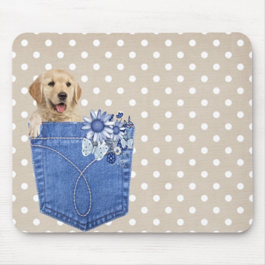 Golden Retriever in Jean Pocket Mousepad (Vorne)