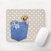 Golden Retriever in Jean Pocket Mousepad (Mit Mouse)
