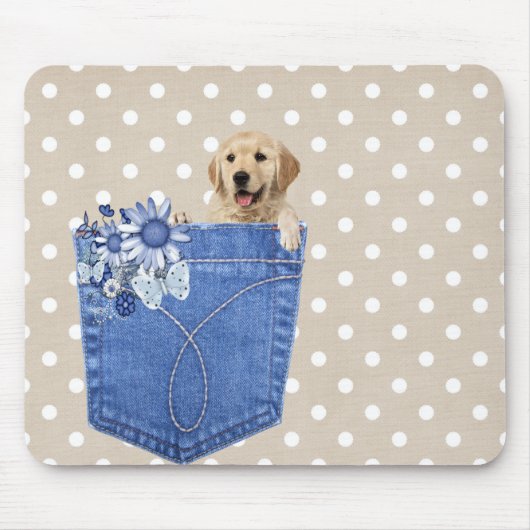 Golden Retriever in Jean Pocket Mousepad (Vorne)