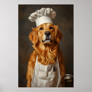 Golden Retriever in Kochmütze Poster, Haustierdruc Poster