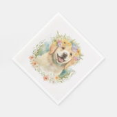Golden Retriever in Laurel Wreath Serviette (Ecke)