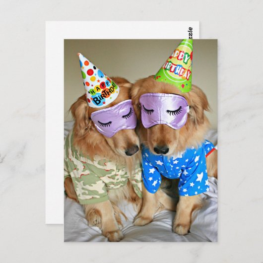 Golden Retriever in Pajamas Geburtstag Postkarte (Vorne/Hinten)