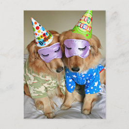 Golden Retriever in Pajamas Geburtstag Postkarte