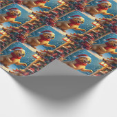 Golden Retriever in Santa’s Workshop Christmas Geschenkpapier (Ecke)