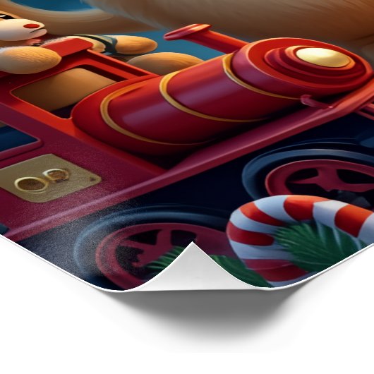 Golden Retriever in Santa’s Workshop Christmas Poster (Ecke)