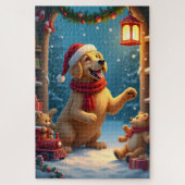 Golden Retriever in Santa’s Workshop Christmas Puzzle (Vertikal)