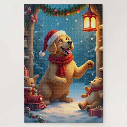 Golden Retriever in Santa’s Workshop Christmas Puzzle (Vertikal)