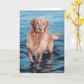 Golden Retriever in Water Dog Grußkarte Karte (Gelbe Blume)