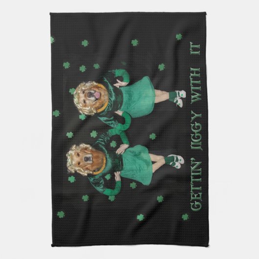 Golden retriever-Iren Stepdancers Geschirrtuch (Vertikal)