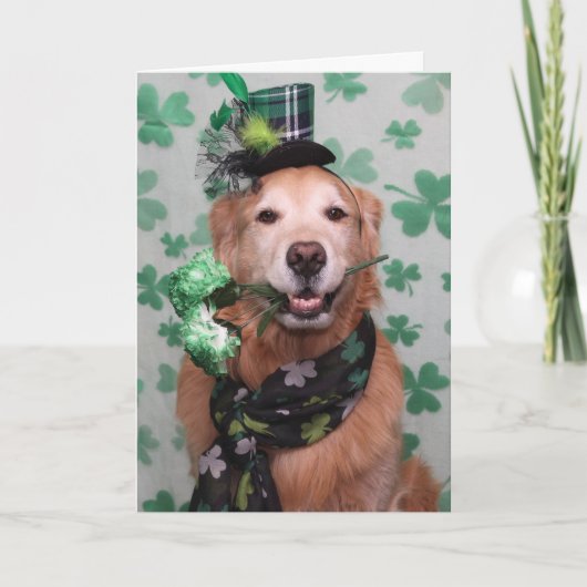 Golden Retriever Irish St Patrick's Day Karte (Vorderseite)