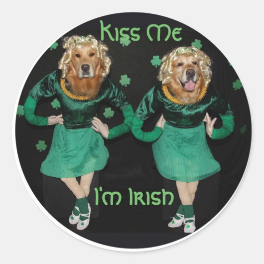 Golden Retriever Irish Stepdancers Runder Aufkleber (Vorderseite)