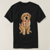 Golden Retriever isst Pizza Welpe mit einer Scheib T-Shirt (Design vorne)