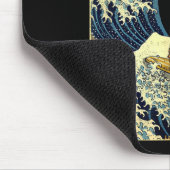 Golden Retriever Japanese Kanagawa Wave Funny Surf Mousepad (Ecke)