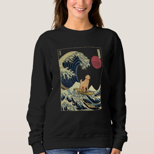 Golden Retriever Japanese Kanagawa Wave  Surf Dog Sweatshirt (Vorderseite)