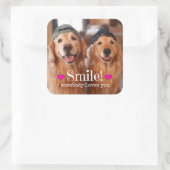 Golden Retriever Jemand Lieben Sie Quadratischer Aufkleber (Tasche)