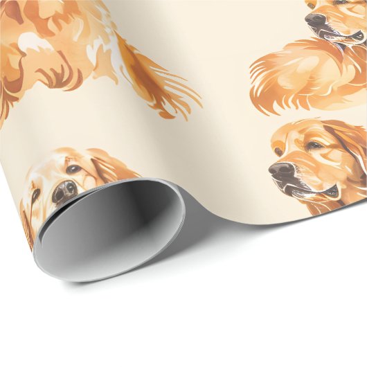 Golden Retriever Joy Wrapping Paper Geschenkpapier (Rolleneckpunkt)