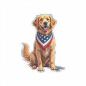 Golden Retriever July 4th Vintage Patriotic Tee 2 Aufkleber (Vorderseite)