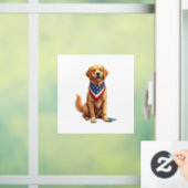 Golden Retriever July 4th Vintage Patriotic Tee 2 Fensteraufkleber (Zuhause)