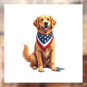 Golden Retriever July 4th Vintage Patriotic Tee 2 Fensteraufkleber (Blatt 2)