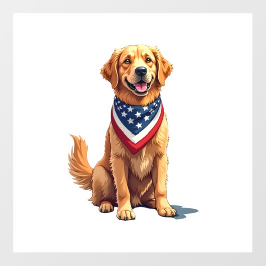 Golden Retriever July 4th Vintage Patriotic Tee 2 Fensteraufkleber (Blatt)
