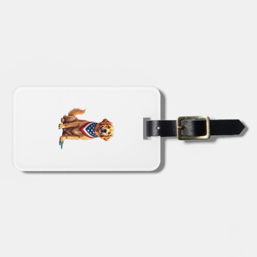 Golden Retriever July 4th Vintage Patriotic Tee 2 Gepäckanhänger (Vorderseite horizontal)