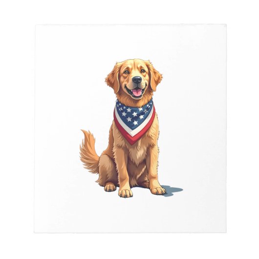 Golden Retriever July 4th Vintage Patriotic Tee 2 Notizblock (Vorderseite)