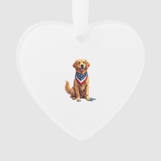 Golden Retriever July 4th Vintage Patriotic Tee 2 Ornament (Vorderseite)
