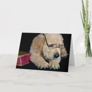 Golden Retriever Jungtier mit Brille Karte