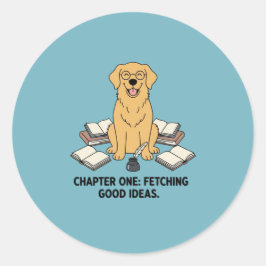 Golden Retriever Kapitel Eins Schulmaterialien Runder Aufkleber