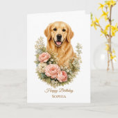 Golden Retriever Karte (Gelbe Blume)