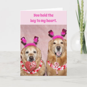 Golden Retriever Key to My Heart Valentine's Day Karte