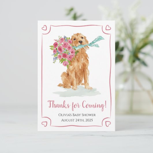 Golden Retriever Kinderdusche Danke, Cards Dankeskarte (Stehend Vorderseite)