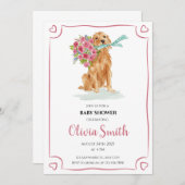 Golden Retriever Kinderdusche laden ein Einladung (Vorne/Hinten)