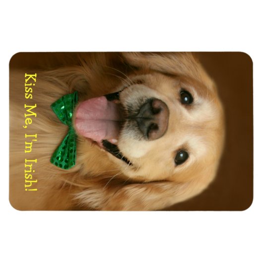 Golden Retriever Kiss Me Im Irish St. Patty's Magnet (Horizontal)