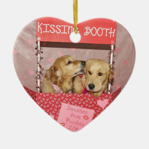 Golden Retriever Kissing Booth Keramik Ornament
