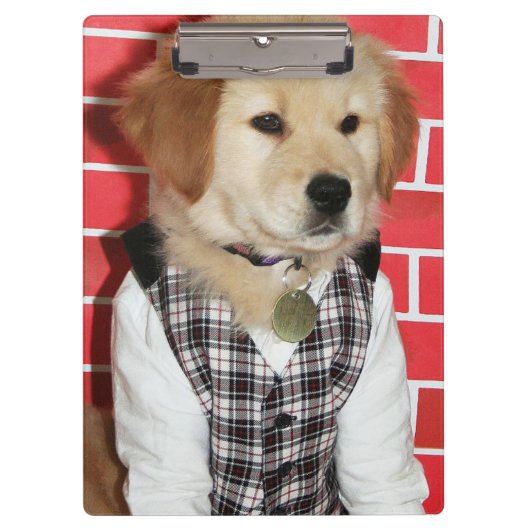 Golden retriever kleidete oben Welpen Klemmbrett (Vorderseite)
