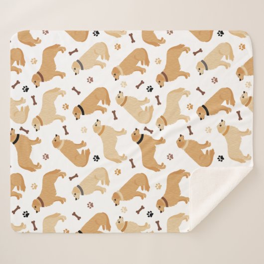 Golden Retriever Knochen und Paws Sherpa Blanka Sherpadecke (Vorderseite (Horizontal))