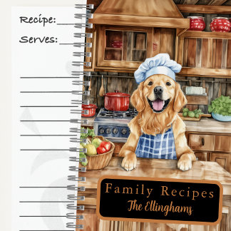 Golden Retriever Koch Spiral Rezeptbuch Notizblock