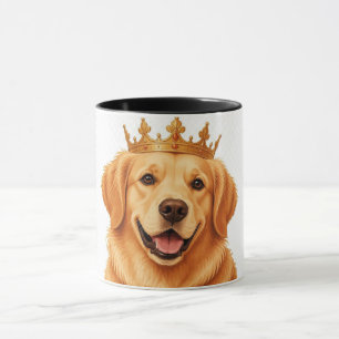 Golden Retriever König Porträt mit Krone Tasse