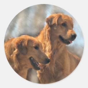 Golden Retriever Kunst Geschenke Runder Aufkleber